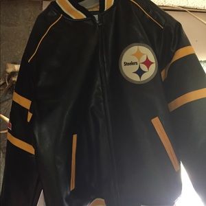 A leather Pittsburgh steelers jacket